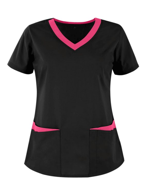 Black Scrubs with Pink Collars
