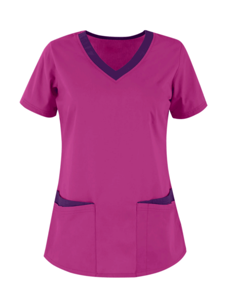 Pink V-Neck Scrubs for Women