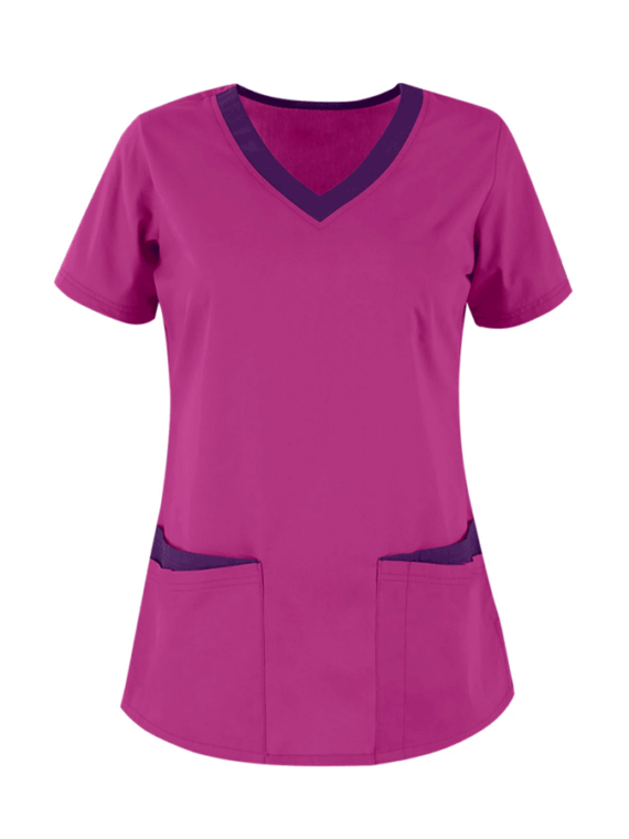 Pink V-Neck Scrubs for Women