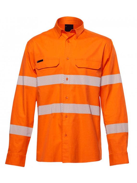 Men's Orange Cotton Ripstop Shirt