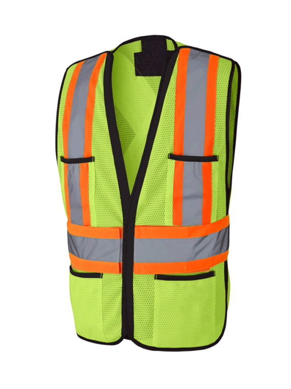 Green Vest in Open Mesh with Reflectors