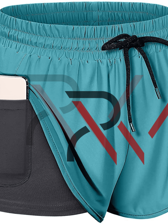 Women Drawstring Waist Athletic Running Shorts With Liner Inner Pocket